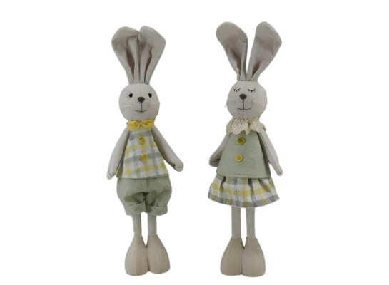 Figurka zając z filcu 55 cm zielono-beżowa mix wzorów