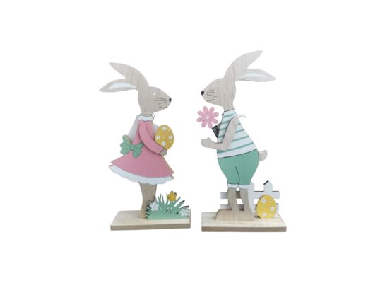 Figurka drewniana zając 27 cm mix wzorów