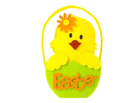 Koszyczek filcowy kurczak 18 x 11 cm żółty