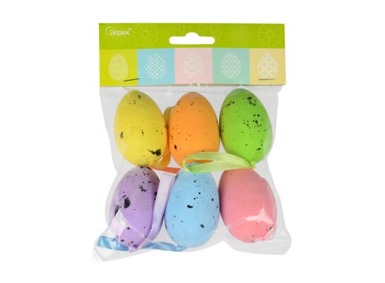 Jajka nakrapiane z zawieszkami 6 sztuk mix kolorów