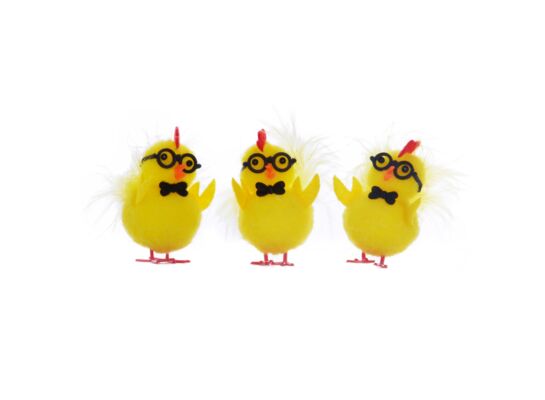 Kurczaki ozdobne w okularach 5 cm 3 szt.