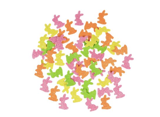 Naklejki z brokatem zające 2-3 cm mix kolorów