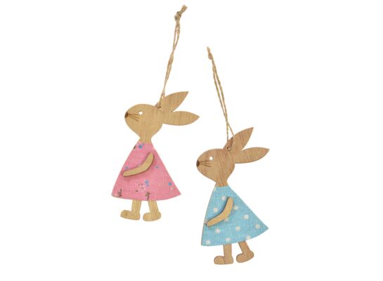 Zawieszka drewniana zajączek 11 cm mix kolorów