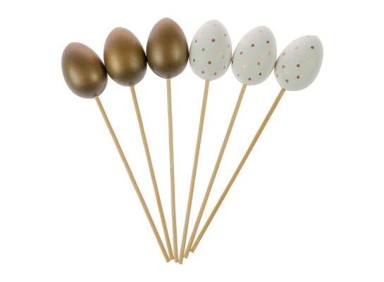 Jajka na piku Glamour 6 sztuk złoto-biały