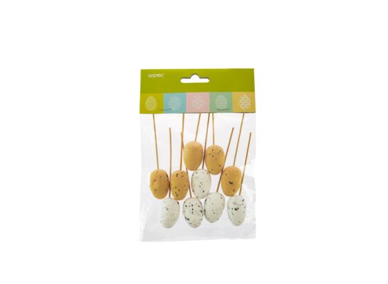 Jajka ozdobne przepiórcze na piku białe i pomarańczowe 10 sztuk