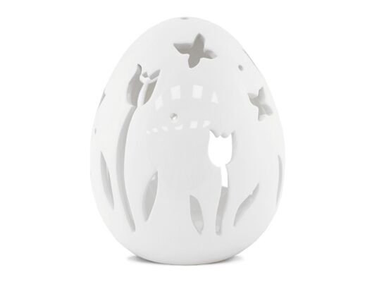 Lampion na świeczkę jajko z ceramiki szlachetnej biały