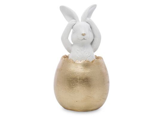 Figurka królik w jajku złotym 14 x 7 cm