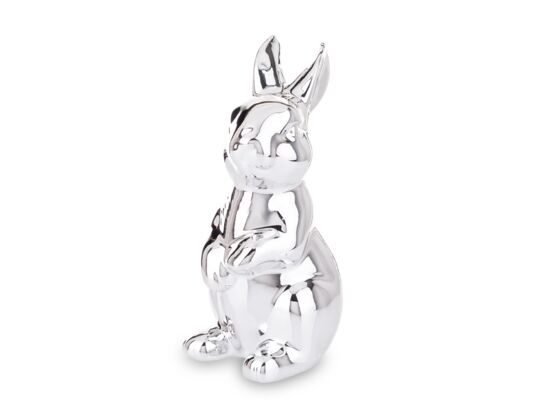 Figurka z dolomitu królik 15 x 8 cm srebrna