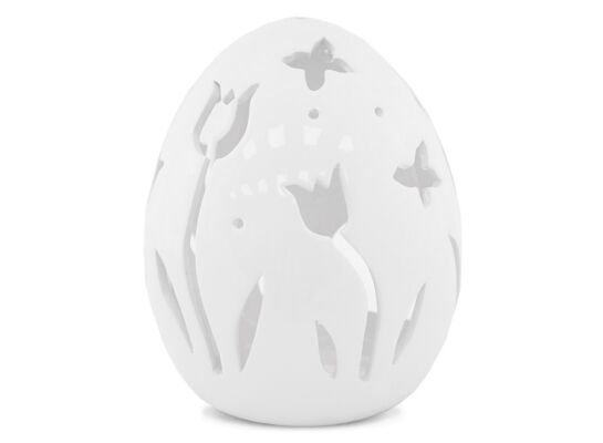 Lampion t-light jajko z ceramiki szlachetnej 20 x 16,5 cm biały