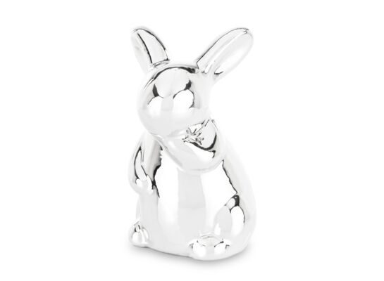 Figurka z dolomitu królik 11 x 7 cm srebrna