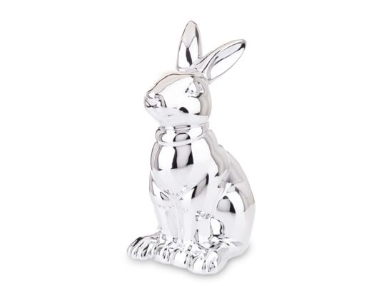 Figurka z dolomitu królik 21 x 12 cm srebrna