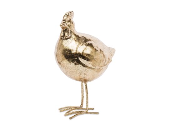 Figurka ceramiczna kura 13 x 9 cm złota