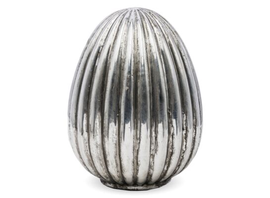 Ozdoba jajko z kamionki 20,5 x 14,5 srebrna