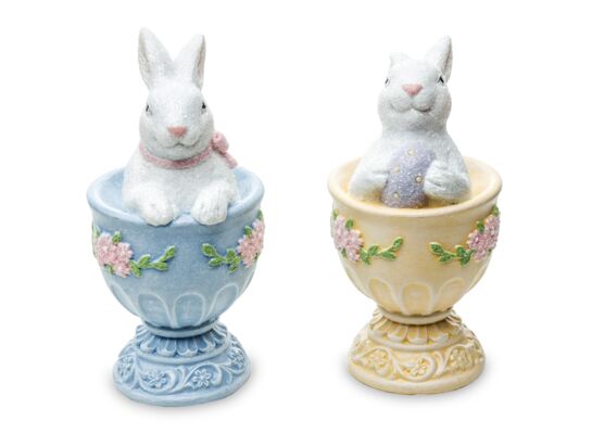 Figurka królik w jajeczniku 9,5 x 5,5 cm mix kolorów