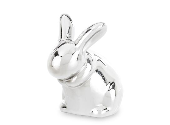 Figurka z dolomitu królik 7 x 10 cm srebrna