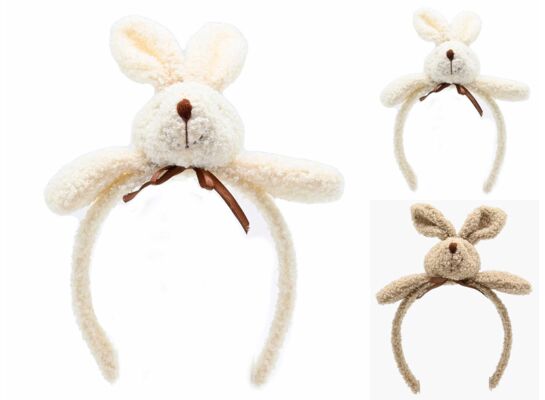 Opaska królik biała/brązowa