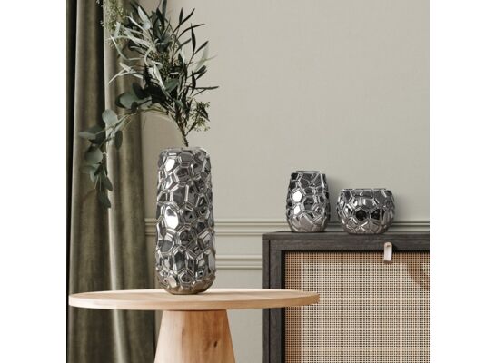 Świecznik dekoracyjny RENI01, 13 x 13 x 10 cm srebrny