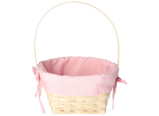 Koszyk bambusowy z wypełnieniem materiałowym w kolorze różowym