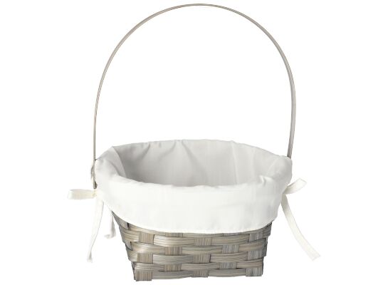 Koszyk bambusowy z wypełnieniem materiałowym w kolorze niebieskim