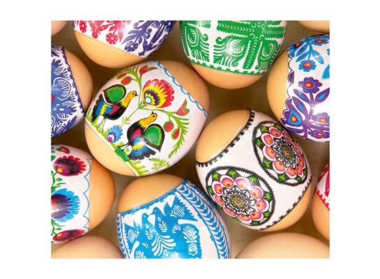 Owijki termokurczliwe na jajka z motywem łowickim