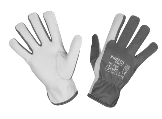 Rękawice robocze 2122X skóra kozia rozmiar 9" szaro-biały NEO