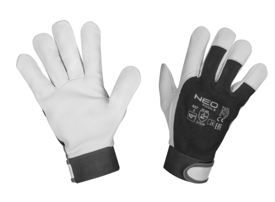 Rękawice robocze 2122X skóra kozia rzep rozmiar 10" czarno-biały NEO