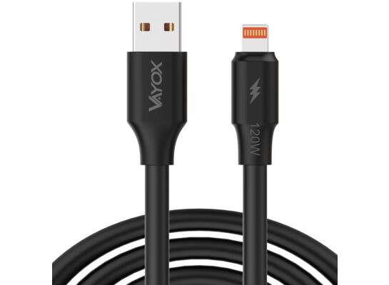 Kabel USB - lightning 120W 3A 1 m fast line czarny VA0120 Vayox