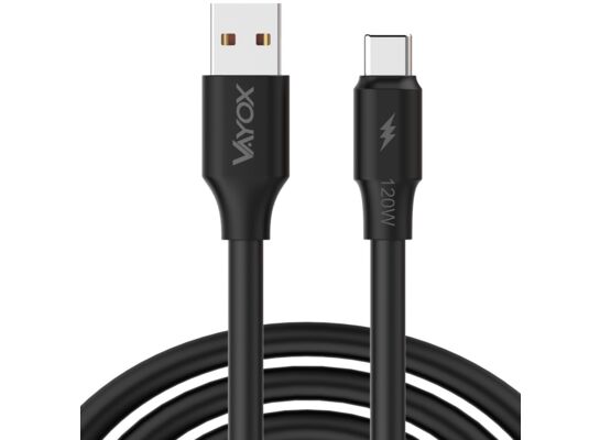 Kabel USB - USB-C 120W 3A 1 m fast line czarny VA0121 Vayox