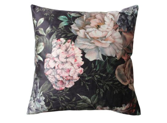 Poszewka HORTENSE 45 x 45 cm czarny w kwiaty