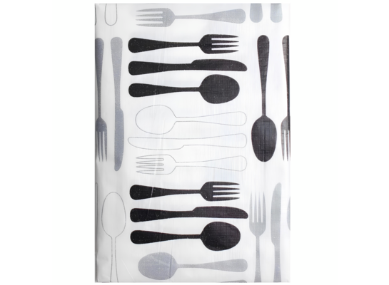 Obrus winylowy FORK 150 x 180 cm biało-czarny