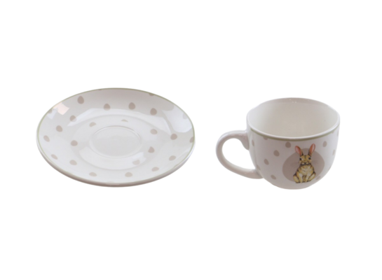 Filiżanka ceramiczna z zającem 300 ml biała