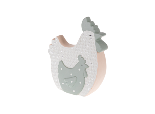 Figurka ceramiczna kura 21 cm biało-zielona mix wzorów