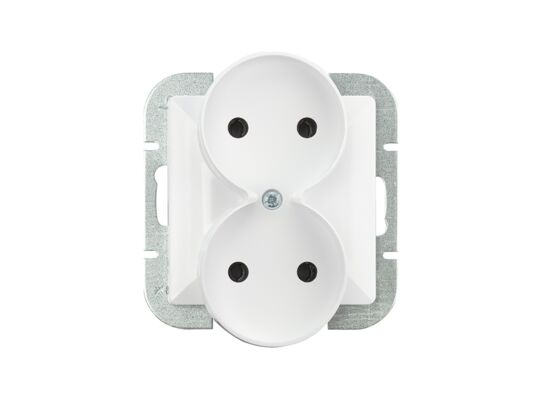 Gniazdo podwójne do systemu ramkowego białe PERŁA