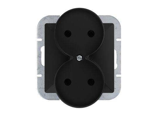 Gniazdo podwójne do systemu ramkowego czarny mat PERŁA