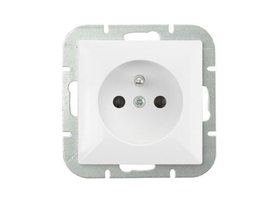 Gniazdo pojedyncze z uziemieniem białe PERŁA