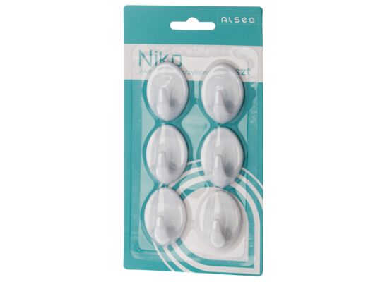 Wieszaki samoprzylepne NIKO 26257 białe 6 sztuk