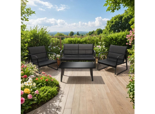 Komplet mebli ogrodowych Aspen 4 osobowy czarny