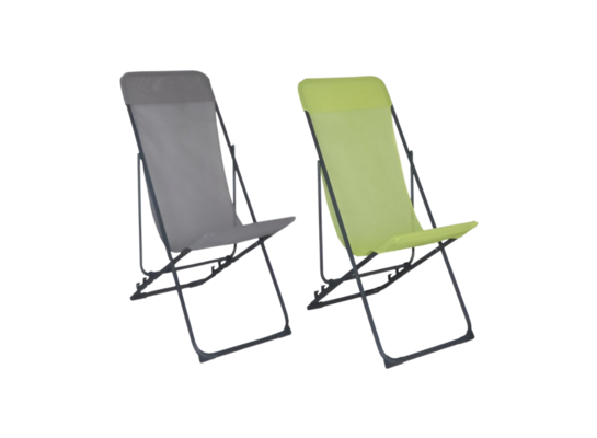 Leżak plażowy 82 x 55 x 90 cm szary/limonkowy