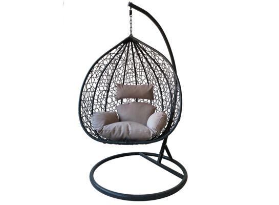 Bujak fotel wiszący okrągły 107 x 72 cm szary