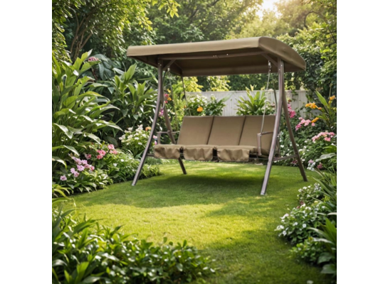 Huśtawka ze stelażem 193 x 115 x 174 cm cappucino