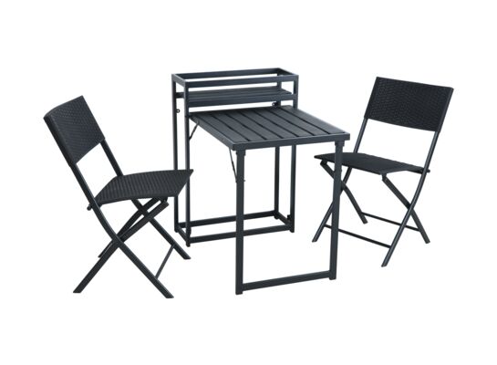 Zestaw mebli z kwietnikiem składany czarny