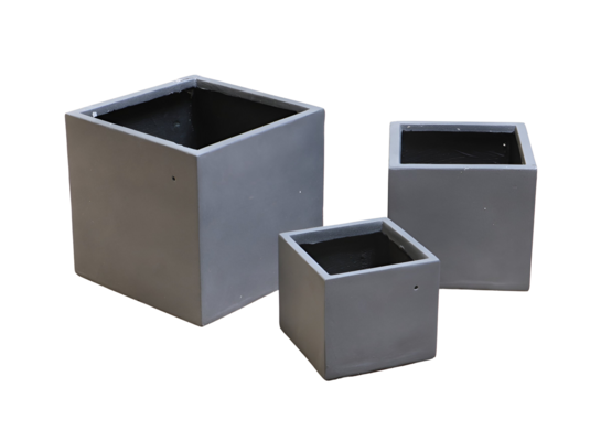 Donice ogrodowe gliniane 3 szt. kwadratowe szare