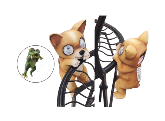 Figurka ceramiczna solarna pies/żaba wisząca