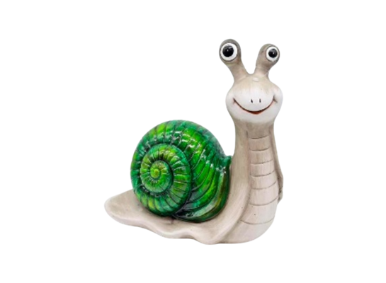 Figurka ceramiczna ślimak 30 cm zielono-szara