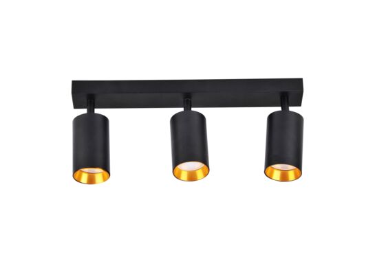 Lampa ścienno-sufitowa MARIBEL 3 x GU10 czarno-złota + czarny pierścień