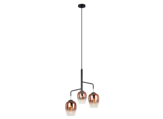Lampa wisząca Lesla 3 x E27 chrom/czarny