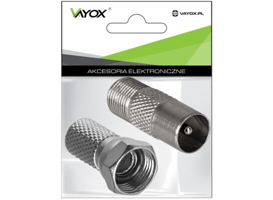 Zestaw złącze wtyk antenowy – gniazdo "F" + wtyk "F" 6,8 mm VA0093 Vayox