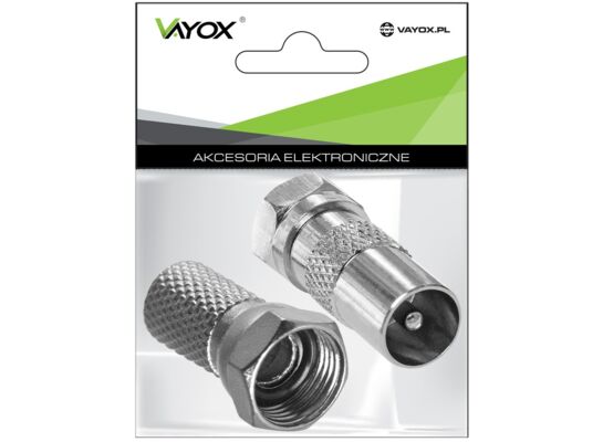Zestaw złącze wtyk "F" - wtyk antenowy + wtyk "F" 6,8 mm VA0096 Vayox