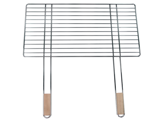 Ruszt grillowy 68 cm x 40 cm ze stali chromowanej z drewnianą rączką Floraland