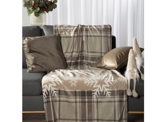 Koc świąteczny HOLLY 150 x 200 cm beżowy